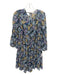 Cinq a Sept Size 4 Navy Blue, Yellow, Multi Polyester Long Sleeve Floral Dress Navy Blue, Yellow, Multi / 4