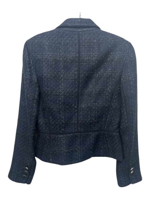 Tory Burch Size 4 Navy Blue Acrylic Blend Tweed Solid 3 Button Blazer Jacket Navy Blue / 4