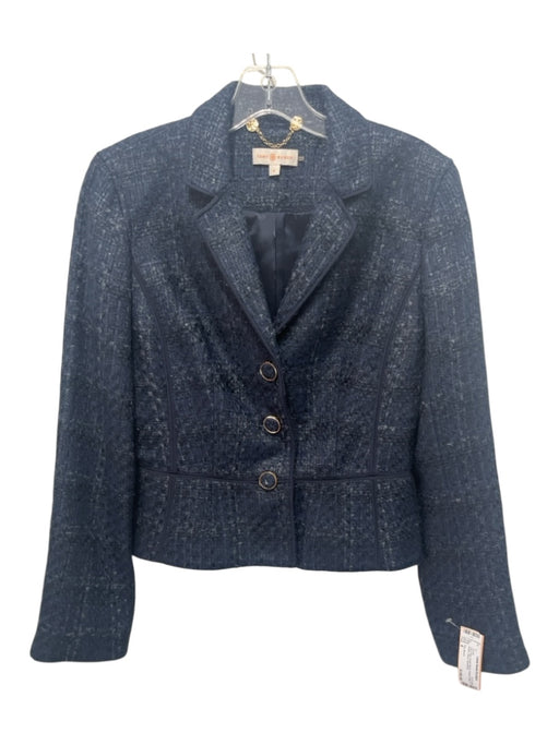 Tory Burch Size 4 Navy Blue Acrylic Blend Tweed Solid 3 Button Blazer Jacket Navy Blue / 4