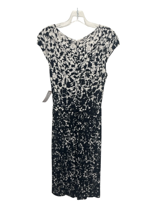 Tory Burch Size XS Black & White Rayon Cap Sleeve Abstract Back Zip Dress Black & White / XS