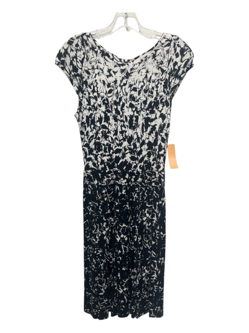 Tory Burch Size XS Black & White Rayon Cap Sleeve Abstract Back Zip Dress Black & White / XS