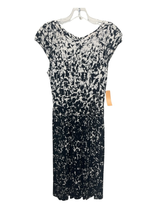 Tory Burch Size XS Black & White Rayon Cap Sleeve Abstract Back Zip Dress Black & White / XS