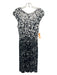 Tory Burch Size XS Black & White Rayon Cap Sleeve Abstract Back Zip Dress Black & White / XS