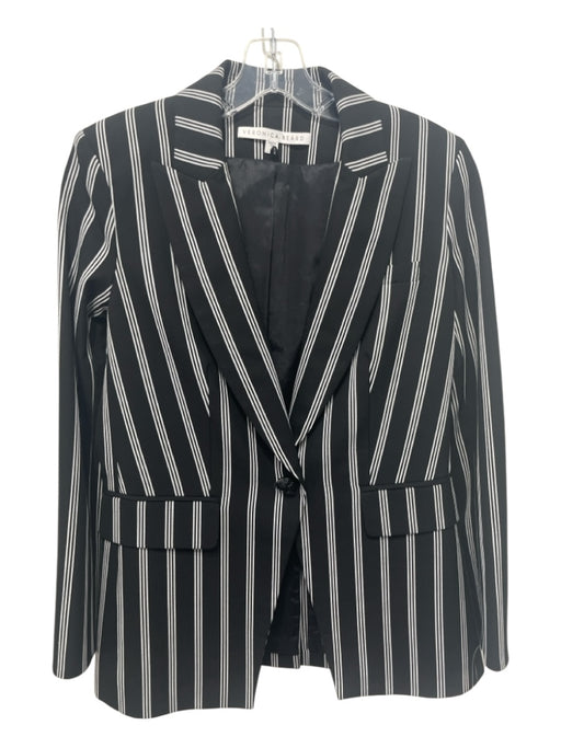 Veronica Beard Size 4 Black & White Polyester Blend 1 Button Striped Jacket Black & White / 4