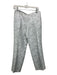 Etro Size 44 White & Silver Cotton Blend Side Zip Brocade Metallic Thread Pants White & Silver / 44