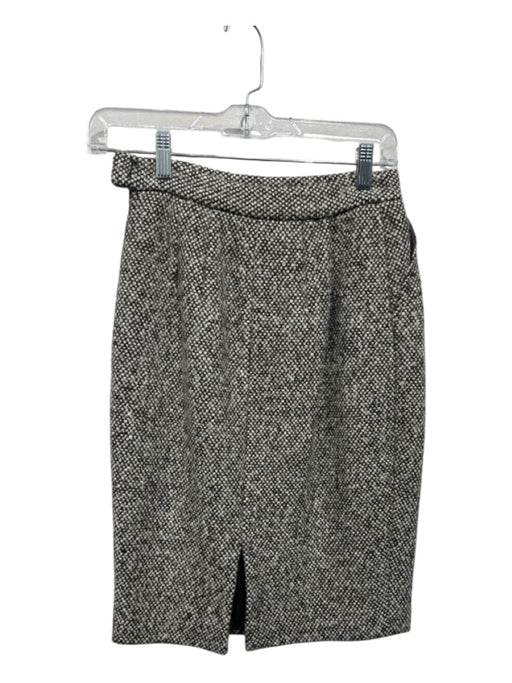 Miu Miu Size 42 Brown & White Wool Side Zip Speckled Back Slit Skirt Brown & White / 42