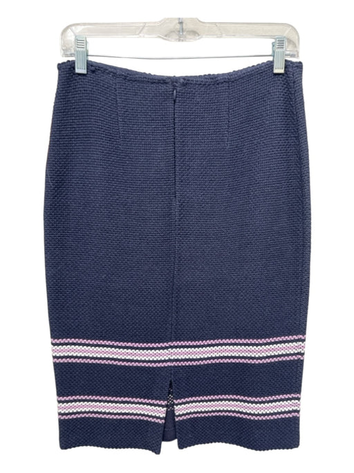 St. John Collection Size 4 Dusty Blue, Pink, White Wool Stripes Below Knee Skirt Dusty Blue, Pink, White / 4