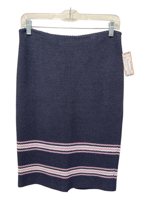St. John Collection Size 4 Dusty Blue, Pink, White Wool Stripes Below Knee Skirt Dusty Blue, Pink, White / 4