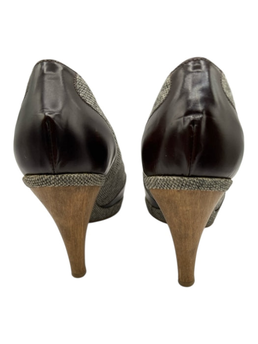 Marni Shoe Size Est 6.5 Gray, Brown & Black textile upper Fabric Block Pumps Gray, Brown & Black / Est 6.5