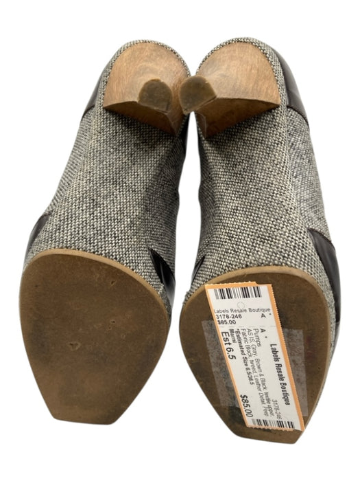 Marni Shoe Size Est 6.5 Gray, Brown & Black textile upper Fabric Block Pumps Gray, Brown & Black / Est 6.5