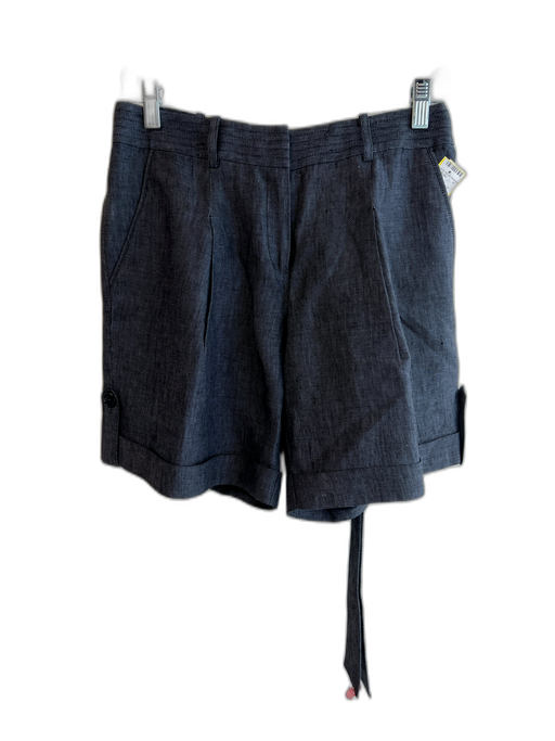 Lafayette 148 Size 2 Dark Blue No Fabric Tag Pockets Zip Fly Belt Cuffed Shorts Dark Blue / 2