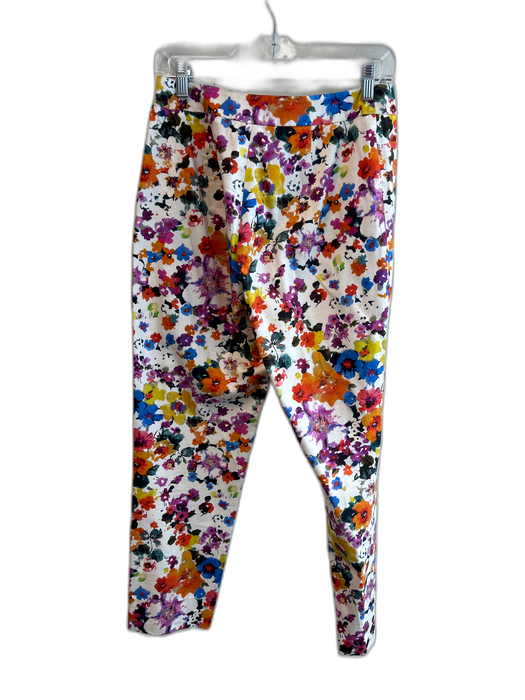 Max Mara Size 42 Multi Cotton Blend Floral Side Zip Flat Front Pants Multi / 42