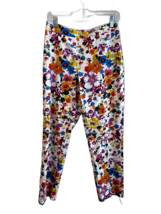 Max Mara Size 42 Multi Cotton Blend Floral Side Zip Flat Front Pants Multi / 42