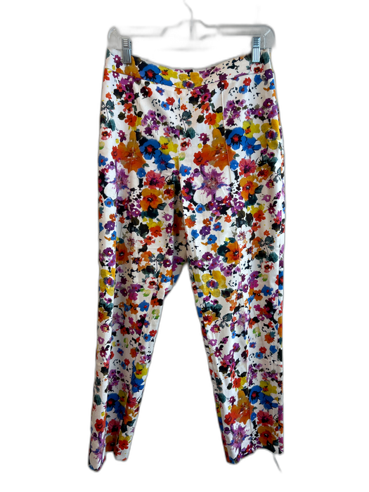 Max Mara Size 42 Multi Cotton Blend Floral Side Zip Flat Front Pants Multi / 42