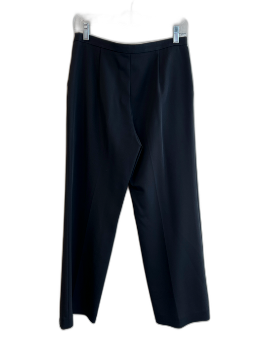 Giorgio Armani Size 38 Black Acetate Side Zip Flat Front Wide Leg Pants Black / 38