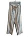 Lafayette 148 Size Small Cream & Multi Linen Striped Elastic Back Wide Leg Pants Cream & Multi / Small