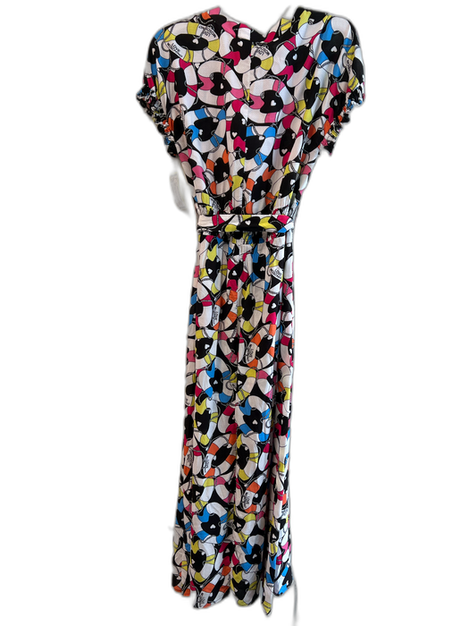 Love Moschino Size 40 Multi Viscose Abstract Print Button Down Belt Dress Multi / 40