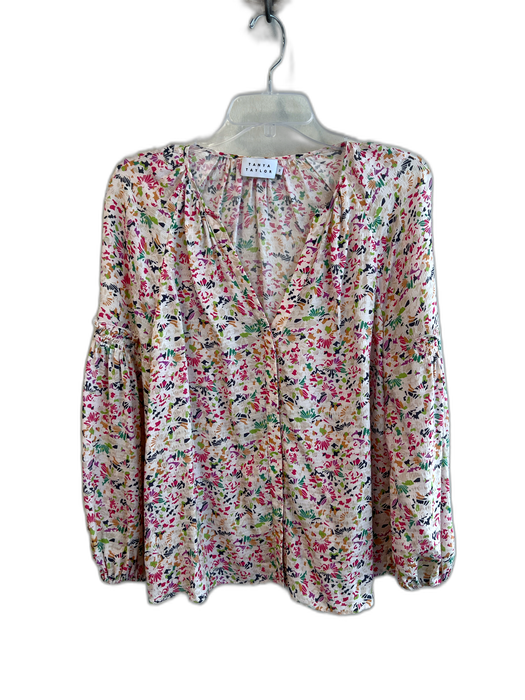 Tanya Taylor Size 2 Purple, Green & Multi Viscose Long Sleeve Abstract Print Top Purple, Green & Multi / 2