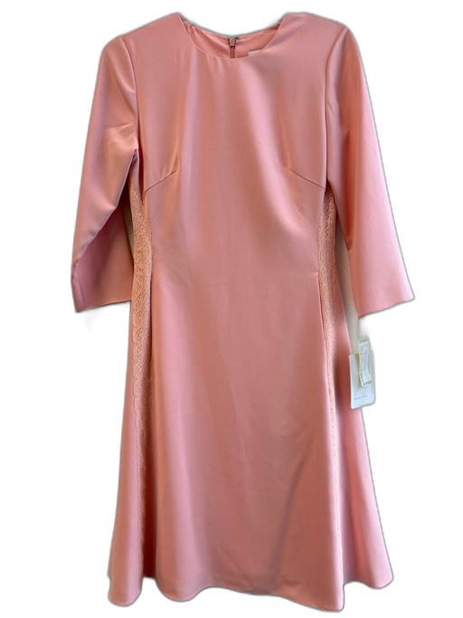 Mikael Aghal Size 4 Pink No Fabric Tag Round Neck Back Zip Lace Trim Dress Pink / 4