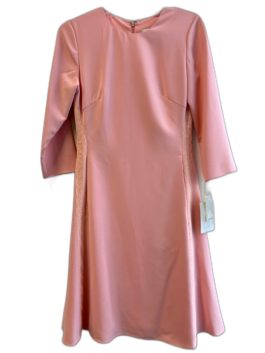 Mikael Aghal Size 4 Pink No Fabric Tag Round Neck Back Zip Lace Trim Dress Pink / 4