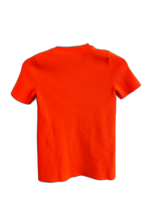 Helmut Lang Size Small Orange Polyester Short Sleeve Ribbed Crew Neck Top Orange / Small