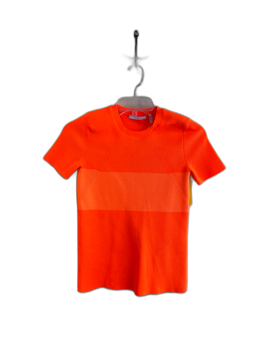 Helmut Lang Size Small Orange Polyester Short Sleeve Ribbed Crew Neck Top Orange / Small