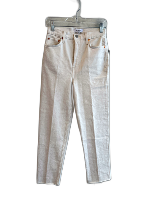 RE/DONE Size 26 Off White Cotton Blend Button Fly High Waist 5 Pocket Jeans Off White / 26