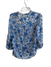 Alice & Olivia Size S/P Blue & White Viscose round split neck Semi Sheer Top Blue & White / S/P