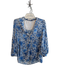 Alice & Olivia Size S/P Blue & White Viscose round split neck Semi Sheer Top Blue & White / S/P