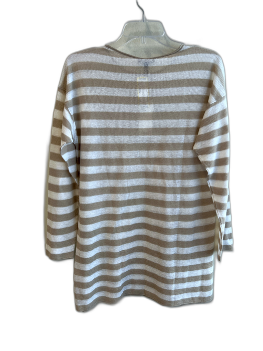 Eileen Fisher Size Medium white & tan Organic Linen Striped Long Sleeve Top white & tan / Medium