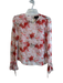 Intermix Size Small Cream & Red Silk Floral Round Neck Semi Sheer Top Cream & Red / Small
