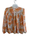 Vince Size XS Orange & Multi Silk Floral Long Sleeve V Neck Top Orange & Multi / XS