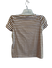 Lafayette 148 Size P Brown & White Cotton Blend Striped Short Sleeve Top Brown & White / P