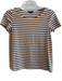 Lafayette 148 Size P Brown & White Cotton Blend Striped Short Sleeve Top Brown & White / P