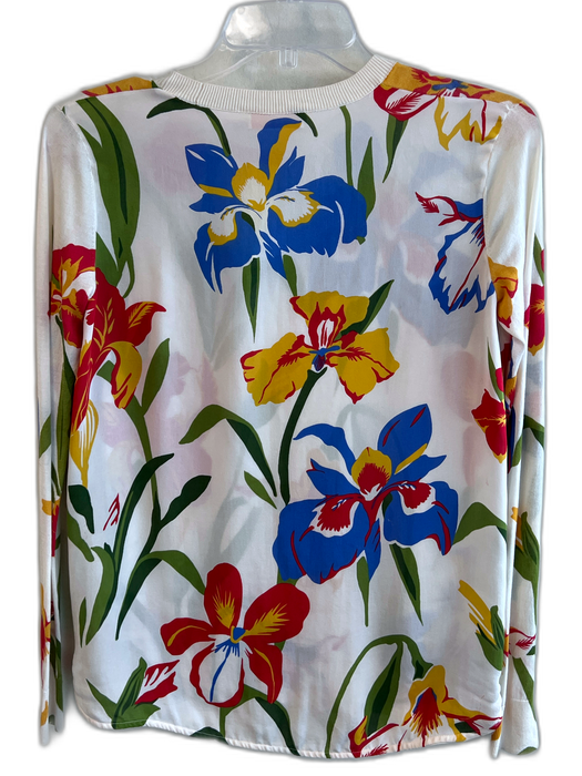 Tory Burch Size XS White, Blue & Multi Cotton Blend Floral Crew Neck Top White, Blue & Multi / XS