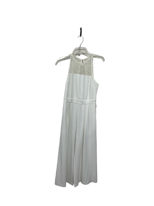 Parker Size M White Polyester Lace Upper Sleeveless Wide Leg Pleated Jumpsuit White / M