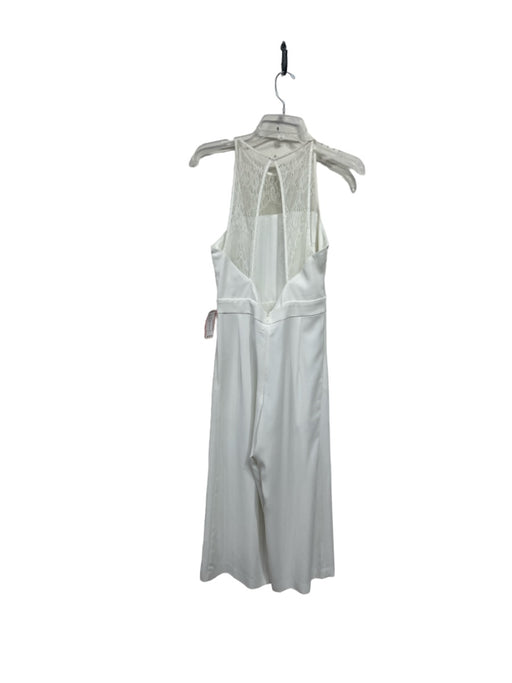 Parker Size M White Polyester Lace Upper Sleeveless Wide Leg Pleated Jumpsuit White / M