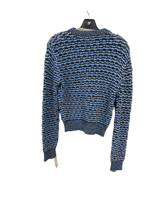 Carven Size M Blue & Black Cotton Blend Stirrup & Bridle Print Knit Sweater Blue & Black / M