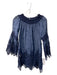 Temptation Positano Size Small Navy Ramie Off Shoulder Semi Sheer Top Navy / Small