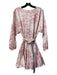 Wayf Size Small Pink & White Cotton Blend Floral Long Sleeve Belted Dress Pink & White / Small