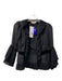 Nanette Lepore Size 0 Black Silk Long Sleeve Velvet Detail Tiered Hem Cardigan Black / 0