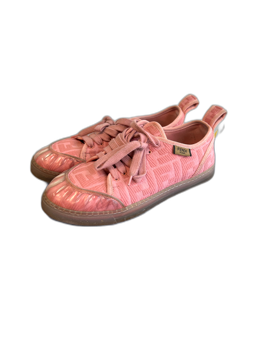 Fendi Shoe Size 37.5 Pink fabric upper Low Top lace up Logo Sneaker Shoes Pink / 37.5