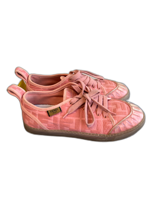 Fendi Shoe Size 37.5 Pink fabric upper Low Top lace up Logo Sneaker Shoes Pink / 37.5