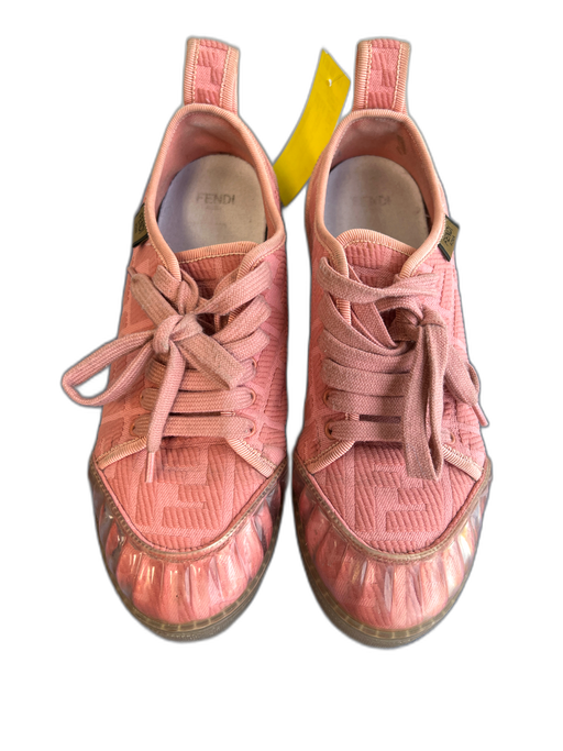 Fendi Shoe Size 37.5 Pink fabric upper Low Top lace up Logo Sneaker Shoes Pink / 37.5