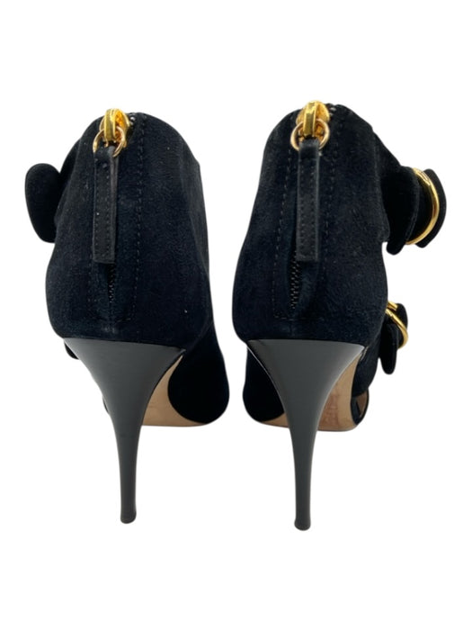 Giuseppe Zanotti Design Shoe Size 38.5 Black Leather Suede Triple Buckle Sandals Black / 38.5