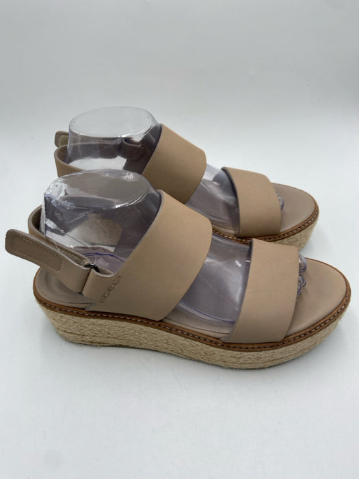 Vince Shoe Size 8 Beige Leather open toe Ankle Strap Platform Woven Base Sandals