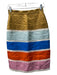 J Crew Size 0 Multi Linen Blend Midi Back Zip Pencil Stripe Skirt Multi / 0