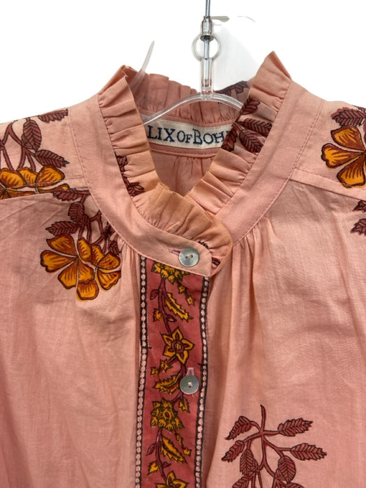 Alix of Bohemia Size XS Pink & Orange Cotton Floral 1/2 Sleeve Tie Waist Dress Pink & Orange / XS