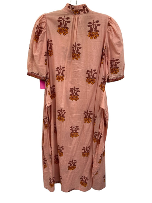 Alix of Bohemia Size XS Pink & Orange Cotton Floral 1/2 Sleeve Tie Waist Dress Pink & Orange / XS