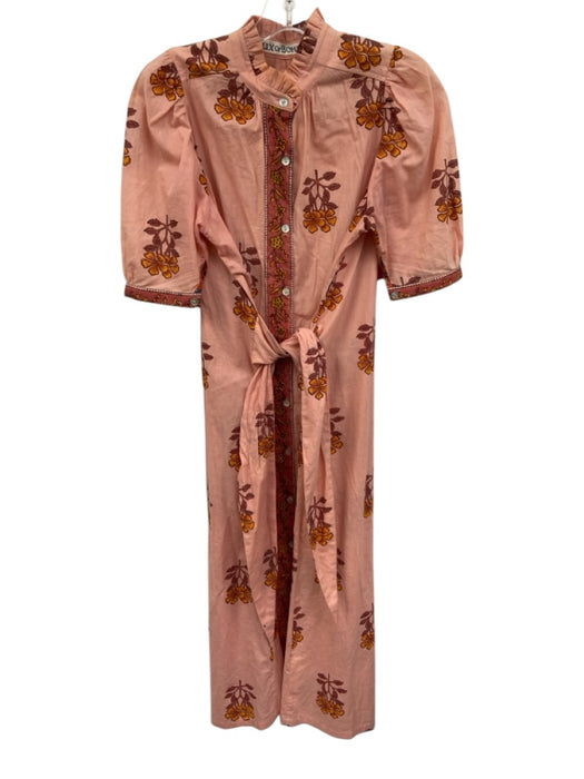 Alix of Bohemia Size XS Pink & Orange Cotton Floral 1/2 Sleeve Tie Waist Dress Pink & Orange / XS